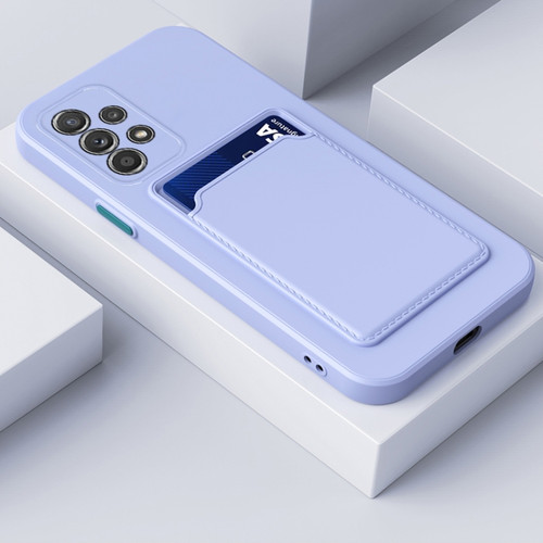 Samsung Galaxy A53 5G Skin Feel Card Contrast Color Button TPU Phone Case - Purple