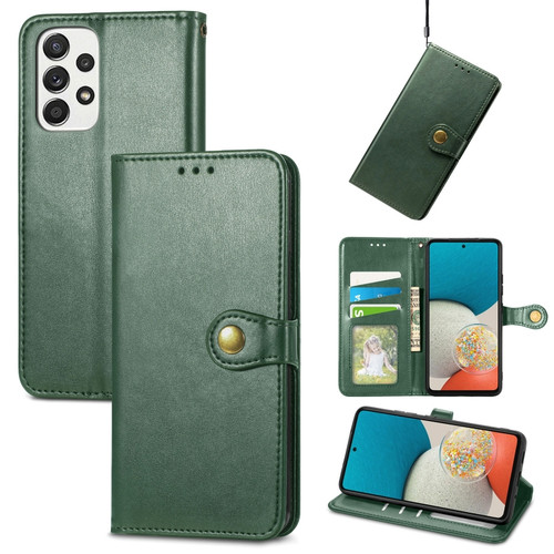 Samsung Galaxy A53 5G Solid Color Leather Buckle Phone Case - Green
