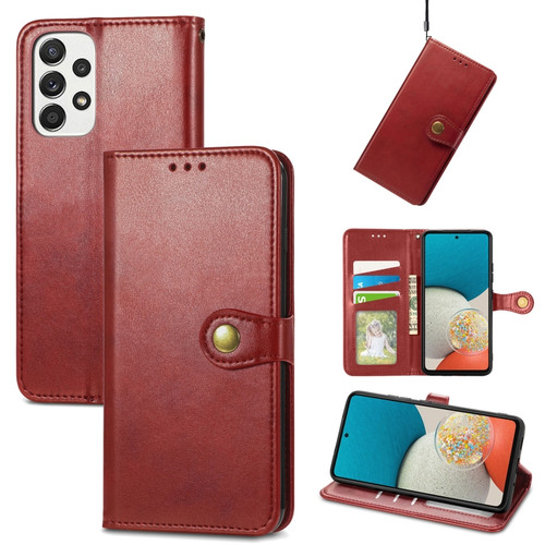 Samsung Galaxy A53 5G Solid Color Leather Buckle Phone Case - Red