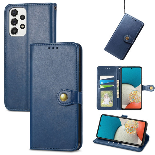Samsung Galaxy A53 5G Solid Color Leather Buckle Phone Case - Blue