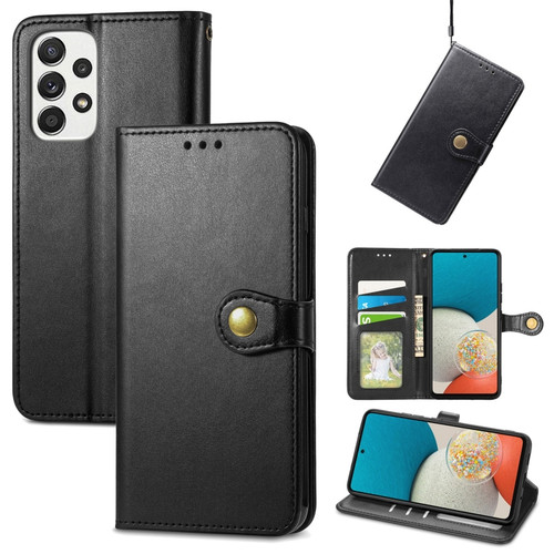 Samsung Galaxy A53 5G Solid Color Leather Buckle Phone Case - Black