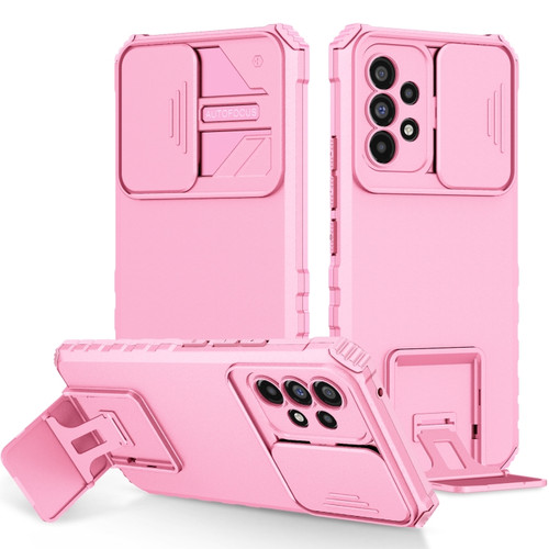 Samsung Galaxy A53 5G Stereoscopic Holder Sliding Camshield Phone Case - Pink