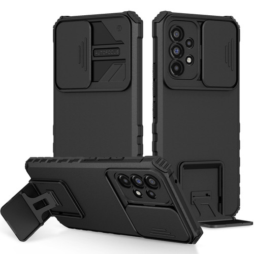 Samsung Galaxy A53 5G Stereoscopic Holder Sliding Camshield Phone Case - Black