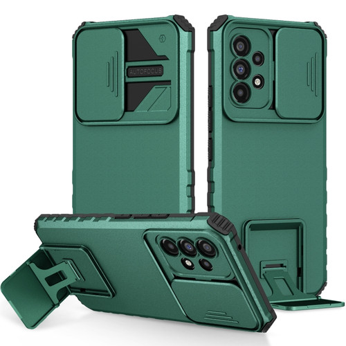 Samsung Galaxy A53 5G Stereoscopic Holder Sliding Camshield Phone Case - Dark Green