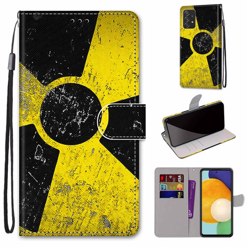 Samsung Galaxy A53 5G Global Coloured Drawing Cross Texture Horizontal Flip PU Phone Leather Case with Holder & Card Slots & Wallet & Lanyard - Colorful Layer - Yellow and Black Signs