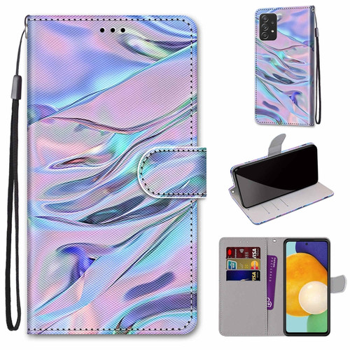 Samsung Galaxy A53 5G Global Coloured Drawing Cross Texture Horizontal Flip PU Phone Leather Case with Holder & Card Slots & Wallet & Lanyard - Colorful Layer - Fluorescent Water Pattern