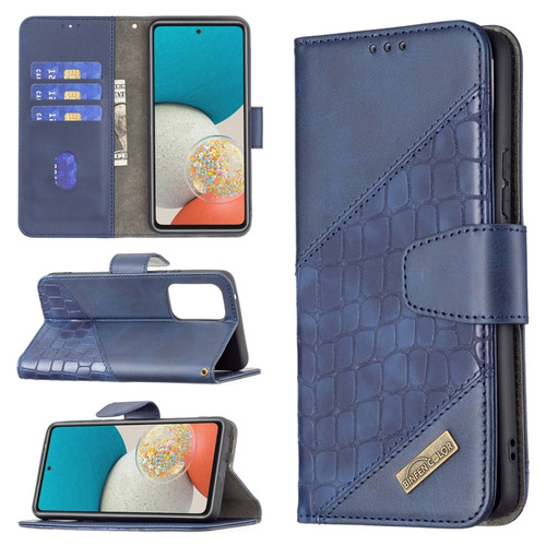 Samsung Galaxy A53 5G Matching Color Crocodile Texture PU Leather Phone Case - Blue