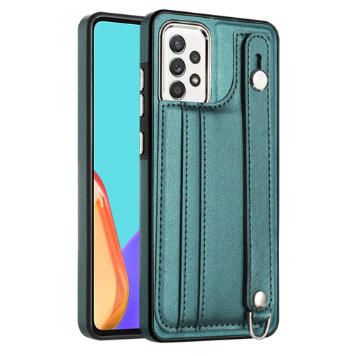 Samsung Galaxy A53 5G Shockproof Leather Phone Case with Wrist Strap - Green