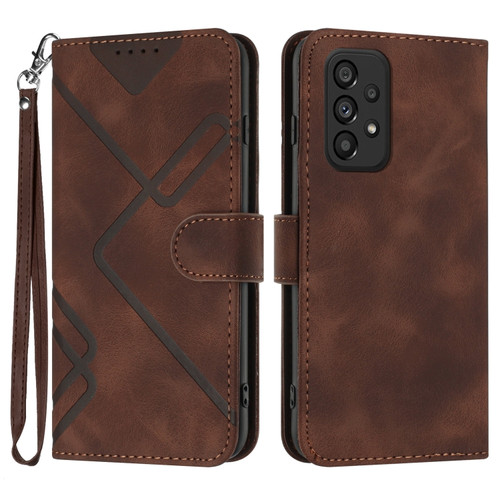 Samsung Galaxy A53 5G Line Pattern Skin Feel Leather Phone Case - Coffee