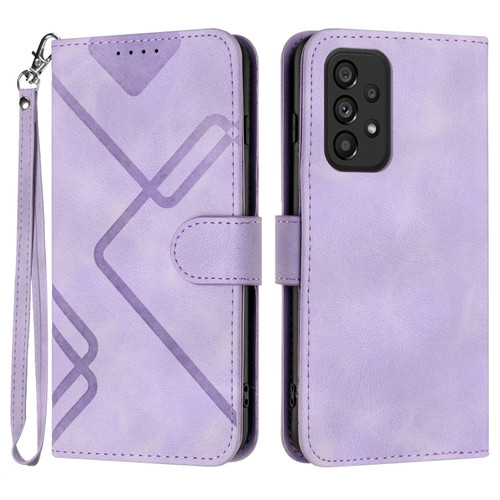 Samsung Galaxy A53 5G Line Pattern Skin Feel Leather Phone Case - Light Purple