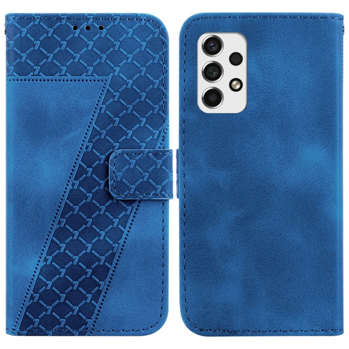 Samsung Galaxy A53 5G 7-shaped Embossed Leather Phone Case - Blue