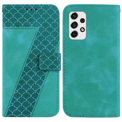 Samsung Galaxy A53 5G 7-shaped Embossed Leather Phone Case - Green