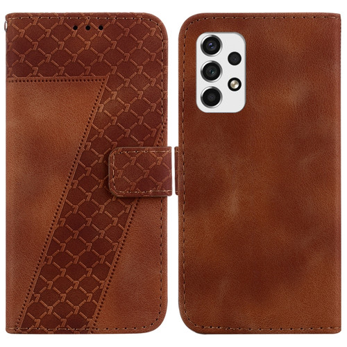 Samsung Galaxy A53 5G 7-shaped Embossed Leather Phone Case - Brown