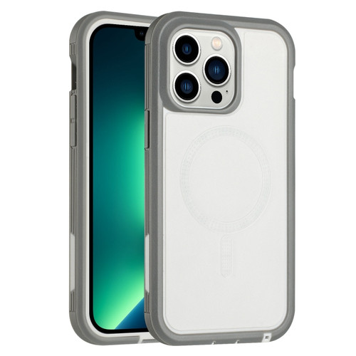 iPhone 13 Pro Max Defender Series XT MagSafe Magnetic PC + TPU Shockproof Phone Case - White+Grey