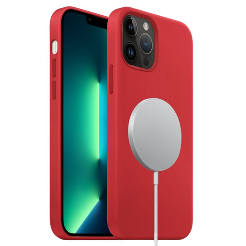iPhone 13 Pro Max MagSafe Liquid Silicone Full Coverage Phone Case - Red