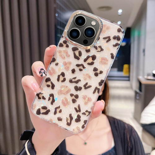 iPhone 13 Pro Max Colorful Crystal Shell Pattern PC + TPU Phone Case - Light Leopard