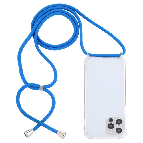 iPhone 13 Pro Max Transparent Acrylic Airbag Shockproof Phone Protective Case with Lanyard  - Blue
