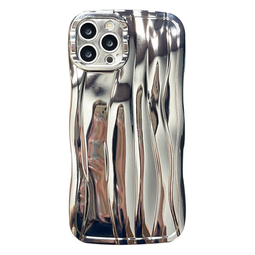 iPhone 13 Pro Max Electroplating Water Ripple TPU Phone Case - Silver