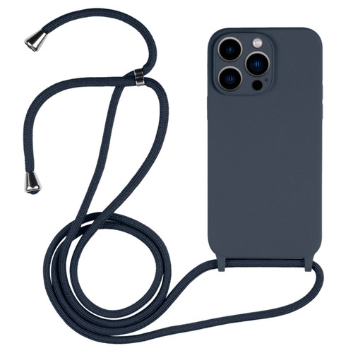 iPhone 13 Pro Max Crossbody Lanyard Liquid Silicone Case - Midnight Blue