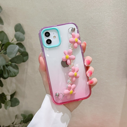 iPhone 13 Pro Max Gradient Flower Bracelet Phone Case  - Pink