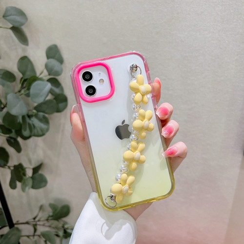 iPhone 13 Pro Max Gradient Flower Bracelet Phone Case  - Yellow