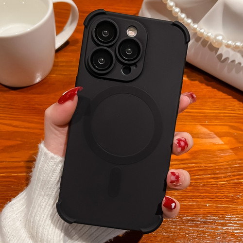 iPhone 13 Pro Max Four-corner Shockproof Skin Feel MagSafe Magnetic Phone Case - Black