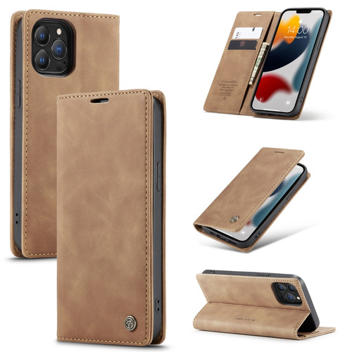 iPhone 13 Pro Max CaseMe-013 Multifunctional Retro Frosted Horizontal Flip Leather Case with Card Slot & Holder & Wallet  - Brown