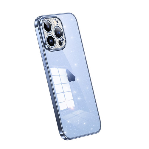 iPhone 13 Pro Max SULADA Electroplated Transparent Glittery TPU Phone Case - Blue