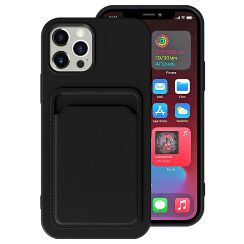 iPhone 13 Pro Max TPU + Flannel Lining Shockproof Case with Card Slots  - Black