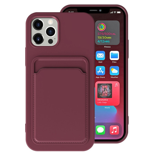 iPhone 13 Pro Max TPU + Flannel Lining Shockproof Case with Card Slots  - Dark Purple