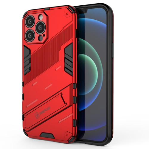 iPhone 13 Pro Max Punk Armor 2 in 1 PC + TPU Phone Case with Invisible Holder  - Red