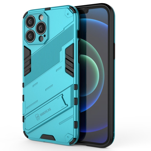 iPhone 13 Pro Max Punk Armor 2 in 1 PC + TPU Phone Case with Invisible Holder  - Blue