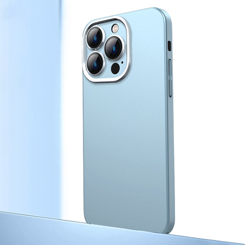 iPhone 13 Pro Max Frosted Metal Material Phone Case with Lens Protection - Light Blue