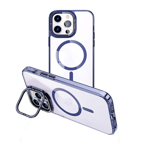 iPhone 13 Pro Max MagSafe Magnetic Invisible Holder Transparent Phone Case - Blue