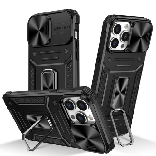 iPhone 13 Pro Max Camshield Robot TPU Hybrid PC Phone Case - Black
