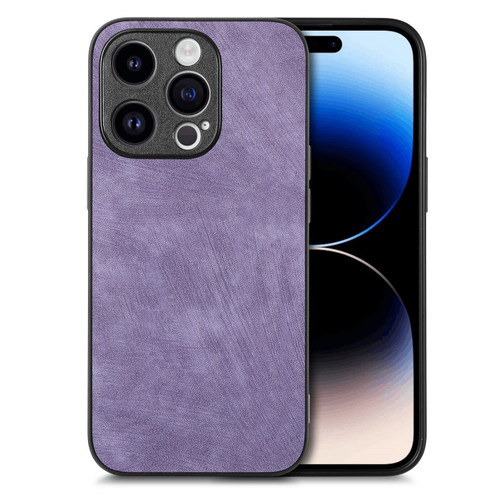 iPhone 13 Pro Max Vintage Leather PC Back Cover Phone Case - Purple