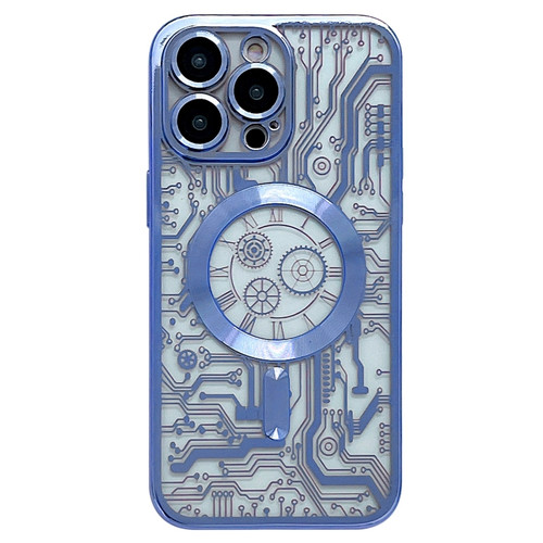 iPhone 13 Pro Max Electroplated Circuit Board Pattern MagSafe Phone Case - Sierra Blue