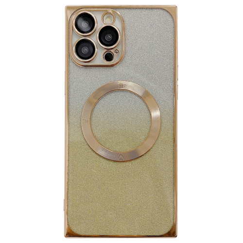 iPhone 13 Pro Max Square Gradient Magsafe Electroplating TPU Phone Case - Gold