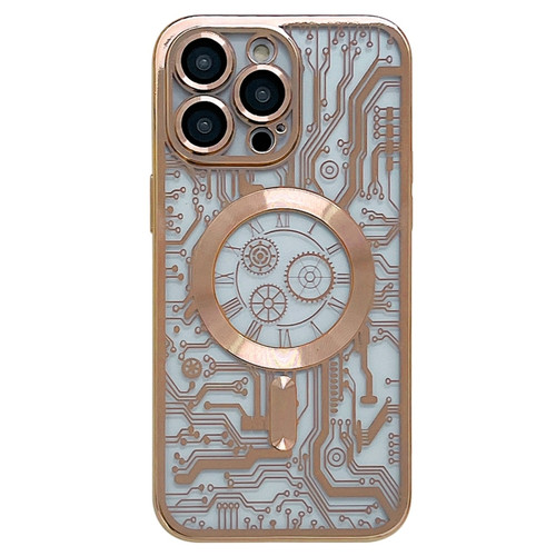 iPhone 13 Pro Max Electroplated Circuit Board Pattern MagSafe Phone Case - Gold