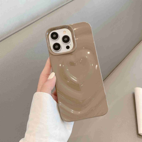 iPhone 13 Pro Max 3D Love Pattern Phone Case - Milk Coffee