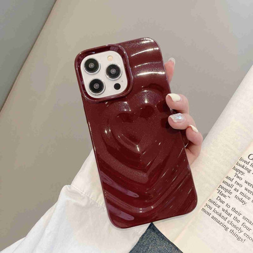 iPhone 13 Pro Max 3D Love Pattern Phone Case - Wine Red