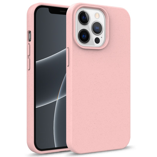 iPhone 13 Pro Max Starry Series Shockproof Straw Material + TPU Protective Case  - Pink