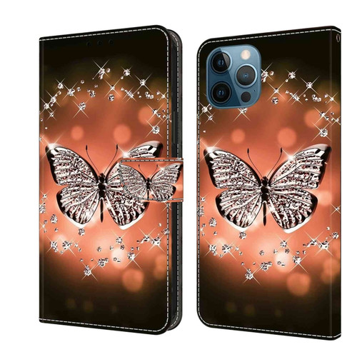 iPhone 12 Pro Max / 13 Pro Max Crystal 3D Shockproof Protective Leather Phone Case - Crystal Butterfly