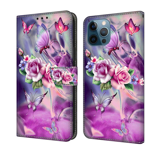 iPhone 12 Pro Max / 13 Pro Max Crystal 3D Shockproof Protective Leather Phone Case - Butterfly