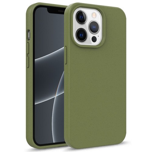 iPhone 13 Pro Max Starry Series Shockproof Straw Material + TPU Protective Case  - Army Green