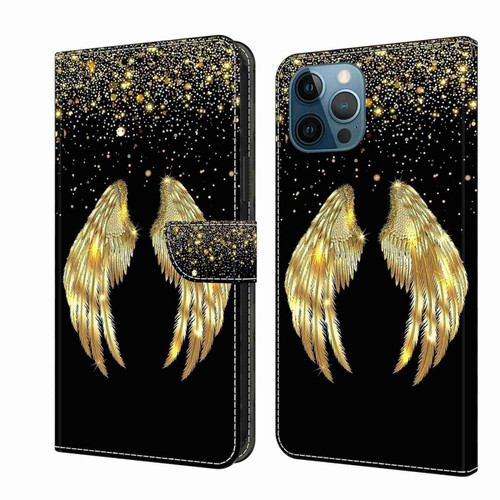 iPhone 12 Pro Max / 13 Pro Max Crystal 3D Shockproof Protective Leather Phone Case - Golden Wings