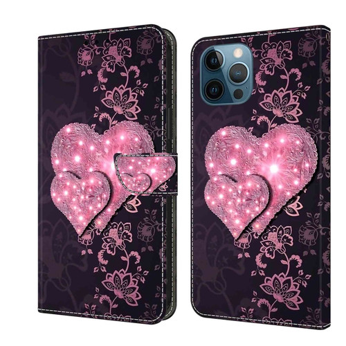 iPhone 12 Pro Max / 13 Pro Max Crystal 3D Shockproof Protective Leather Phone Case - Lace Love