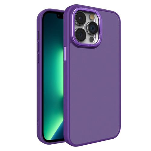 iPhone 13 Pro Max All-inclusive TPU Edge Acrylic Back Phone Case - Deep Purple