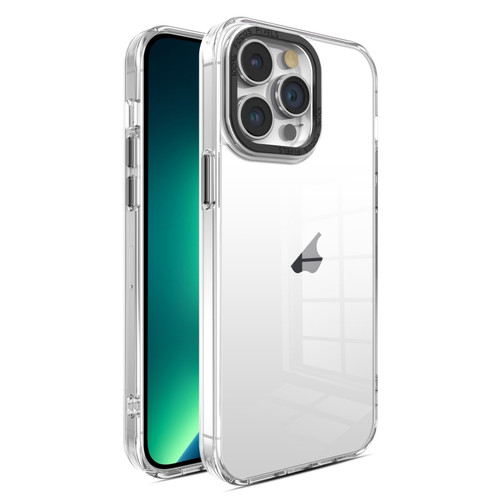 iPhone 13 Pro Max Crystal TPU + PC Electroplated Lens Frame Phone Case - Transparent