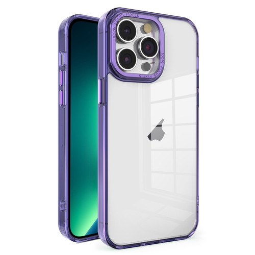 iPhone 13 Pro Max Crystal TPU + PC Electroplated Lens Frame Phone Case - Purple